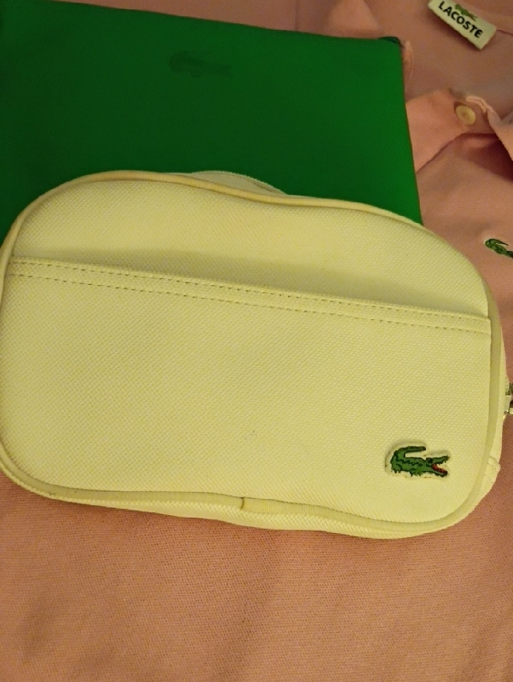 Lacoste White Pique Crossbody Pouch - Picture 10 of 11